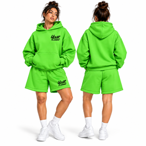 <b>Women</b> Customizable Hoodie <b>Set</b> Baggy Heavy Weight <b>Short</b> Sweatpants <b>Shorts</b> <b>Women</b> Drop Shoulder Hoodie and <b>Short</b> <b>Sets</b> - Product Image 6