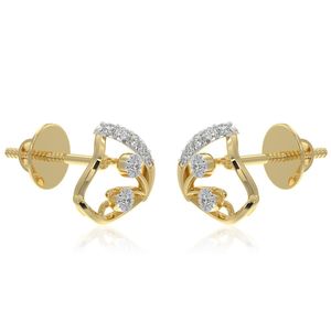 Boucles d'oreilles clous géométriques triangulaires en or jaune avec diamant de laboratoire et monture ouverte - Product Image 2