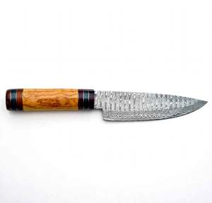 Acid <b>etched</b> rain drop damascus steel Utility Slicing <b>Tool</b> Olive Wood Multi Spacer Barrel Handle Kitchen Display - Product Image 1