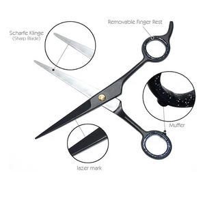 Ciseaux de coiffure professionnels en acier inoxydable noir de 6,5 pouces avec lame tranchante et anneau de maintien amovible - Product Image 3