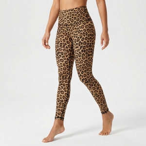 Leggings taille haute à imprimé léopard, longueur intégrale, extensibles, tricotés, sportifs, toutes saisons, pantalons de sport pour femmes - Product Image 2