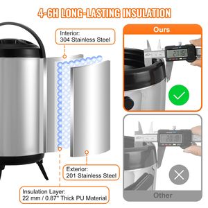 Dispenser Termico per Bevande in Acciaio Inox da 5L, per Bevande Calde e Fredde - Product Image 3