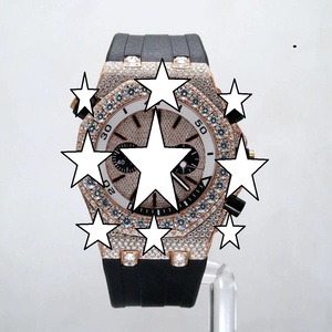 <b>Automatic</b> Luxury Silicone Band Stainless Steel <b>Chronograph</b> Watch Crystal Mechanical Movement Fully Moissanite Bracelet Hip Hop S - Product Image 1