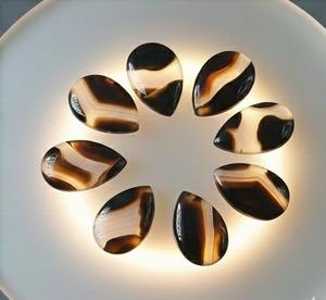 Vente en gros de bijoux GRV, agate naturelle du Montana, forme paire, cabochon facetté, blanc bleu, pierre précieuse en vrac, certifiée par une tierce partie - Product Image 3