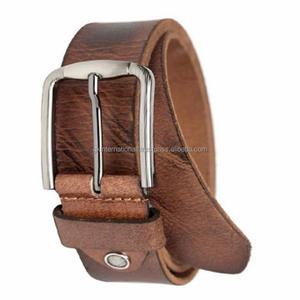 Ceinture décontractée en cuir élégante peinte à la main pour hommes avec boucle en laiton nickelé à bouton-pression réglable - Product Image 2