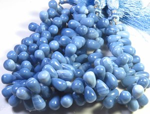 Cuentas de Ópalo Azul Natural de Alta Calidad, 10-11mm, Forma de Lágrima Lisa, Hilo de 8 Pulgadas, Perforadas Lateralmente, Gemas para Joyería, Marca Valley US - Product Image 3