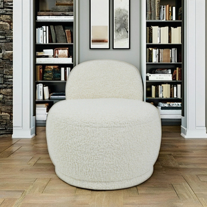 Silla giratoria decorativa para oficina en casa y dormitorio, tapizado con mechones, brazo redondo, sala de estar, sofá para el hogar con función giratoria - Product Image 5