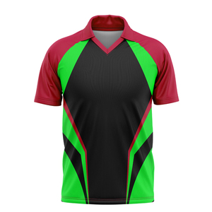 T-shirt sportif pour homme à col en V et manches courtes, color-block, séchage rapide, en polyester, coupe classique, vert, rouge, noir - Product Image 1