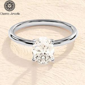 Charm_Jewells Women's <b>Oval</b> Cut <b>Moissanite</b> <b>Engagement</b> <b>Ring</b> Yellow Gold Prong Setting Classic Style - Product Image 5