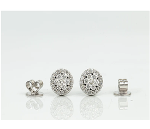 Elegantes Pendientes Redondos con Halo de Diamantes, Conjunto Invisible de Ilusión, Pendientes de Oro con Diamantes de Corte Redondo, Regalo Nupcial para Ella, Pequeños Pendientes - Product Image 1