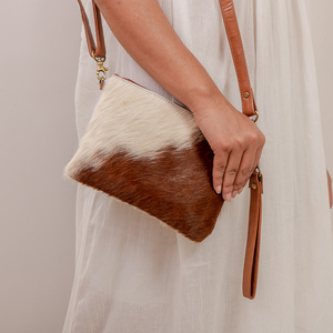 Bolso bandolera de lujo de piel auténtica con pelo de vaca para mujer, bolso de hombro de cuero genuino para mujer - Product Image 1