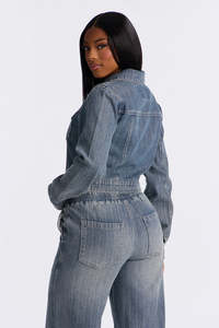 Custom Women's <b>Cropped</b> <b>Denim</b> <b>Jacket</b> Vintage Washed Jean <b>Jacket</b> Casual Fashion OEM ODM Private Label Wholesale Manufacturer - Product Image 2