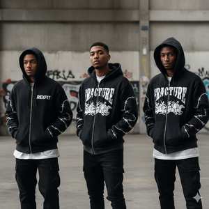 Nouvelle Arrivée 2026 – Sweat à Capuche Oversize Streetwear avec Fermeture Éclair, 100% Coton Molletonné, Impression Graphique, Épaules Tombantes - Product Image 6