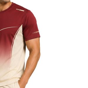 T-shirt de sport pour homme bordeaux et dégradé, à séchage rapide, pour la gym, la course et l'entraînement, personnalisable - Product Image 4