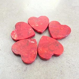 Coral Rojo Natural en Forma de Corazón, Cabujón con Base Plana, Gema Calibrada, Certificada por Terceros, Origen Rajasthan, para Joyería - Product Image 2