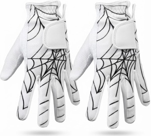 Gants de golf à motif toile d'araignée blanche, gants de sport unisexes à doigts entiers, en maille respirante, avec fermeture à crochet et boucle - Product Image 1