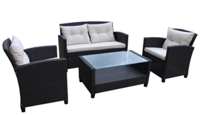 Ensemble de table et chaises de jardin pour usage commercial, 4 chaises, canapé 4 places, mobilier de salon en rotin tressé PHU, sensation confortable, ensemble moderne - Product Image 2