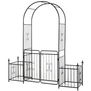 Arco de Jardín Metálico Romántico de 86 Pulgadas con Macetas Negras para Plantas Trepadoras, Cercas, Enrejados y Puertas - Product Image 1