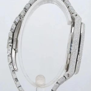 Splendide montre de luxe avec bijoux, cadran en cristal saphir, mouvement à quartz ETA, bracelet en moissanite argentée de 28 mm, résistante à l'eau - Product Image 5