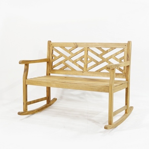 Fauteuil à bascule d'extérieur en bois le mieux noté - Banc de terrasse ergonomique confortable à dossier croisé - Product Image 2