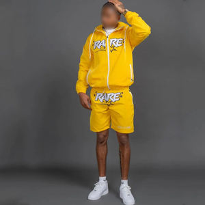 Ensemble de survêtement pour homme en nylon coupe-vent avec logo personnalisé imprimé, streetwear d'été, veste coupe-vent à capuche et short, ensemble 2 pièces, séchage rapide, léger - Product Image 2