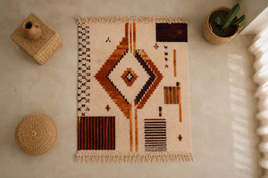 Custom Handmade Moroccan Berber Wool <b>Rug</b> Hand Knotted Tribal Geometric <b>Boho</b> Area Carpet for Living Room Bedroom - Product Image 5