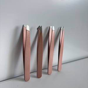 แหนบปลายแหลมสแตนเลสสีน้ำตาลสำหรับเครื่องสำอางค์ ขายส่ง - Product Image 4