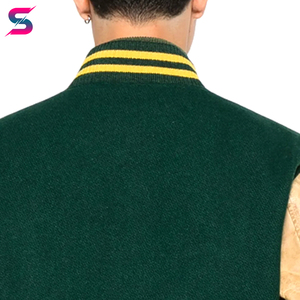 2026 Good Supplier Make Your Own Green Woolen Faux Leather Sleeves Letterman College <b>Baseball</b> Letterman <b>Jackets</b> <b>For</b> Wholesale - Product Image 6