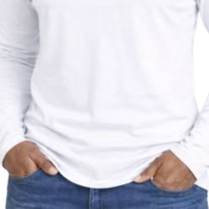 Camiseta Blanca de Manga Larga para Hombre con Cuello Redondo y Diseño de Letras Entrelazadas, Ropa Casual Cómoda para Uso Diario - Product Image 5