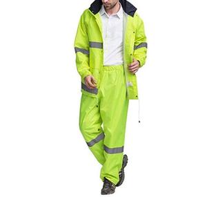 Men's High Visibility <b>Waterproof</b> <b>Work</b> Suit Reflective Safety Jacket Pants Set Polyester Uniform Outdoor Protection - Product Image 1
