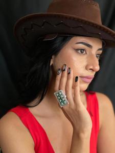 Handcrafted Kingman Turquoise <b>Adjustable</b> <b>Ring</b> Sterling Silver Artisan Southwest Jewelry Natural Gemstone Boho Band - Product Image 4