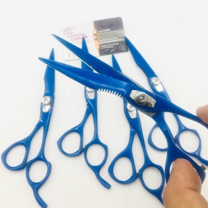 Tijeras Azules Japonesas para Peluquería, Tijeras Rectas Afiladas de Acero Inoxidable de 6 Pulgadas, Tijeras Rectas de Alta Calidad con Logotipo Personalizado - Product Image 1