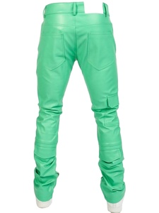 กางเกงสเวตเตอร์ลายทางทรงตรงของผู้ชายกางเกงหนังฮิปฮอปแนวพังค์แบบดั้งเดิมออกแบบได้ตามต้องการ - Product Image 5