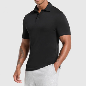 Men Solid Color Knitted Short Sleeve <b>Polo</b> Shirt Breathable Casual Golf Wear <b>Black</b> Custom Golf <b>Polo</b> Shirts Manufacturer - Product Image 1