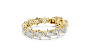 10Kt Yellow <b>Gold</b> Emerald Cut Diamond Bracelet 42 Stones 27.438Ct High Jewelry Luxury Couture Statement Bridal Party Wear Luxe - Product Image 2