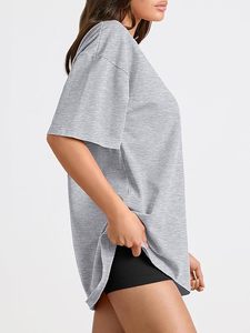 Camiseta Holgada de Manga Corta con Cuello Redondo para Mujer, 100% Algodón Jersey, Transpirable, para Todas las Temporadas - Product Image 3