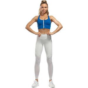 Sujetador deportivo acolchado transpirable para mujer con diseño de logo personalizado, soporte medio, espalda cruzada, 100% nailon, tipo top de yoga - Product Image 1