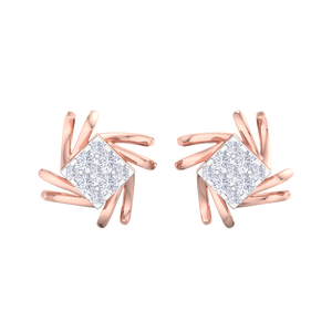 Luxury 18K Rose Gold Lab Grown Princess Cut Solitaire Diamond Stud <b>Earrings</b> Women's Elegant <b>Fine</b> Jewelry Wholesale Supplier - Product Image 2
