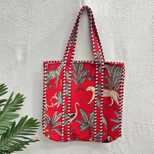 Bolsa de Mano de Lona de Algodón con Estampado Animal, Impresa a Mano, de Gran Capacidad, con Correa Ajustable para el Hombro, para Compras, Viajes y Uso Diario - Product Image 2