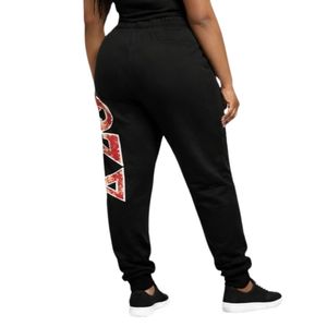 Delta Sigma Theta Black <b>Sequins</b> Patch Sweatpants for Women Comfortable Fit Premium Fabric Greek Sorority Apparel Casual Wear - Product Image 2