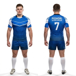 Uniformes Personalizados de Rugby en Morado y Negro para Hombre, Diseño de Franja Horizontal, Jersey y Pantalones Cortos, 100% Poliéster Sublimado - Product Image 6