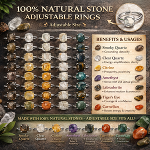 Lot en gros de bagues en pierres semi-précieuses naturelles mélangées, bijoux pour détaillants, coupe ovale/carrée, polies, écologiques - Product Image 3