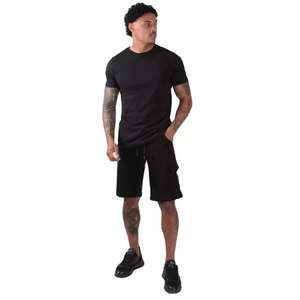 T-shirt de jogging respirant à col rond et motif uni pour homme, idéal pour l'été – Ensemble short et t-shirt de fitness personnalisé pour homme, vente chaude - Product Image 4