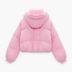TALLIANS Custom OEM <b>Cropped</b> <b>Puffer</b> <b>Jacket</b> Women Customized Logo Waterproof Breathable Casual Winter Plain Dyed Canvas Pockets - Product Image 4