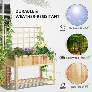 Large Classic Style Elevated Garden Bed Wooden <b>Planter</b> Box with Drainage for <b>Vegetables</b> & Flowers PP Liner Indoor & Outdoor Use - Product Image 5