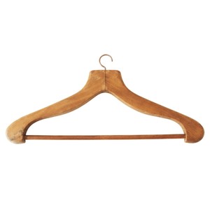 Luxury Custom Logo Solid Wood Collar <b>Hanger</b> Design Minimalist Natural Oak Teak <b>Hangers</b> For High End Garment Store Wardrobe - Product Image 4