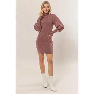 HYFVE Robe de Soirée Paillettes Col Montant Mini Robe à Manches Longues - Product Image 2