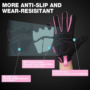 Pink Black Touchscreen <b>Gloves</b> With <b>Led</b> Lights Elastic Wristband Anti Slip Textured Fingertips General Purpose Mechanic <b>Gloves</b> - Product Image 2