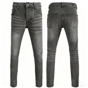 Men's Stretch Denim <b>Jeans</b> High <b>Elastic</b> Breathable Garment Dyed 100% Cotton Straight Fit Ripped Casual Urban Skateboard Style - Product Image 5