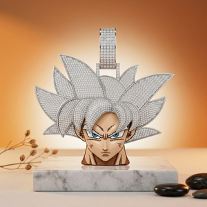Pendentif Personnage Anime DragonBall Goku Givré Plaqué Or 10k 14KT 18KT Argent 925 Diamant Homme Hip Hop Certifié par un tiers - Product Image 1